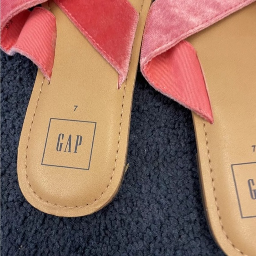 GAP Slides NWT VELVET CRISS CROSS Sz 7 Fabric Pink Womens Sandals Shoes summer‎ - Picture 5 of 9
